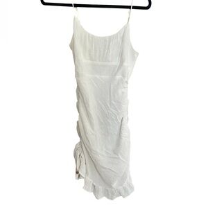 Selfie Leslie Whote Sz S Spaghetti strap fitted midi dress cinch sides